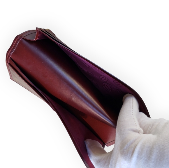 💯 CARTIER Wallet mast line Bordeaux leather Authentic - Picture 12 of 14
